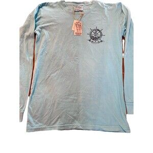 Tribe Unisex Aqua Long Sleeve T-shirt Sz M Nautical Design Front & Back
